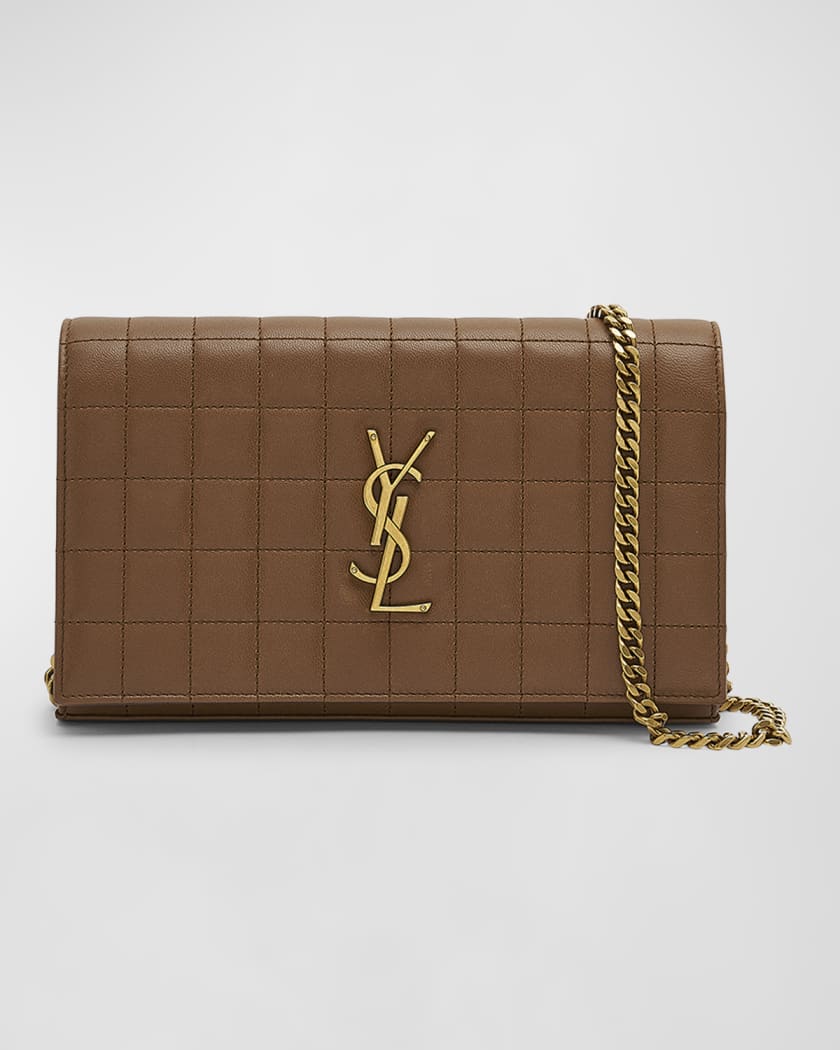 Saint Laurent Tricolor YSL Monogram Nappa Leather Wallet On Chain