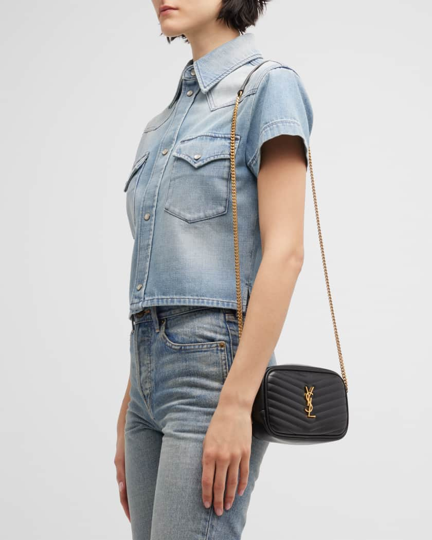 Saint Laurent Denim Mini Matelasse Lou Camera Bag