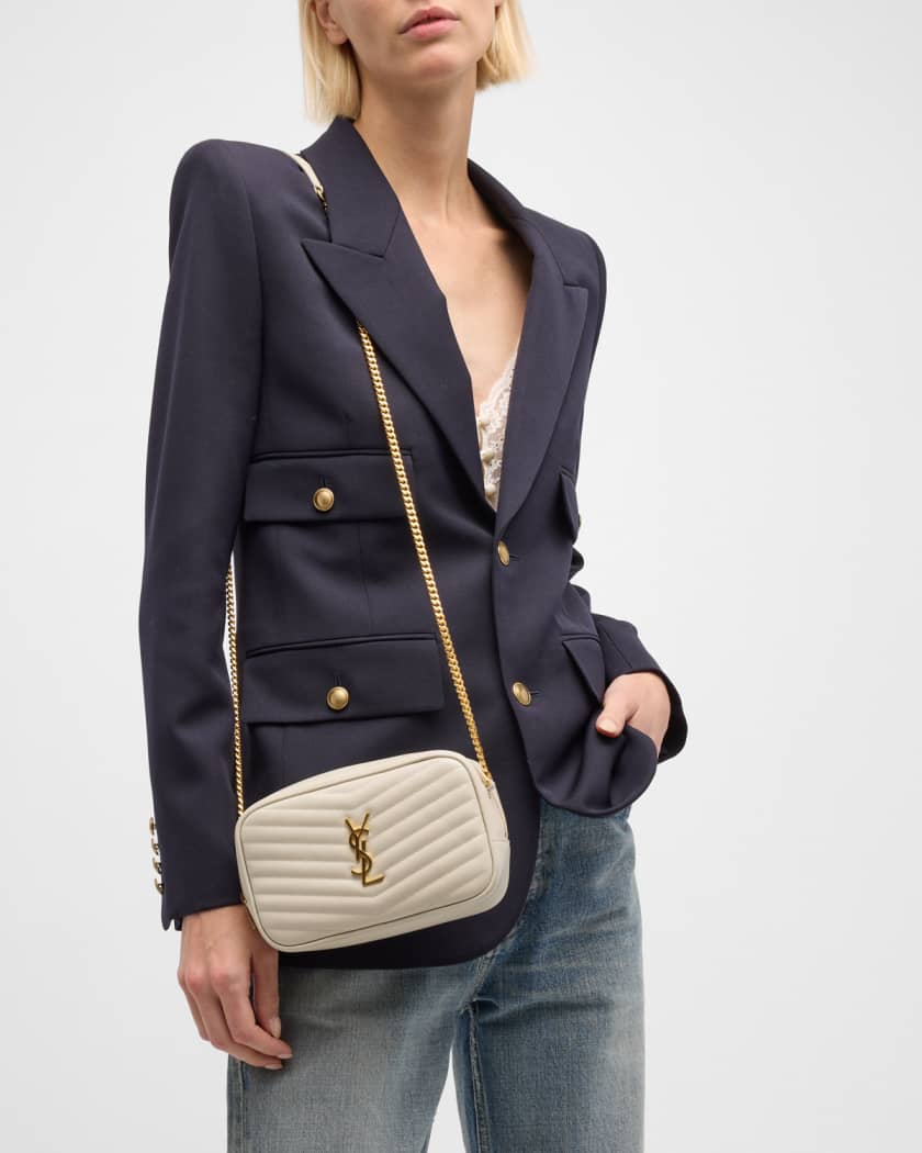 Saint Laurent Lou Mini Ysl Quilted Camera Bag, Crema Soft, Women's, Handbags & Purses Crossbody Bags & Camera Bags