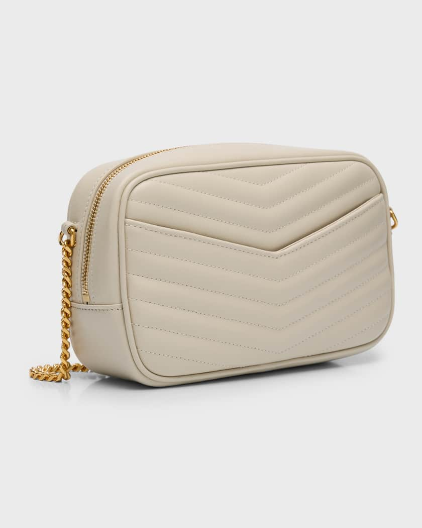 Cream Quilted Leather-Look Chain Strap Cross Body Bag