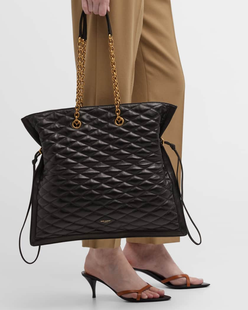 Saint Laurent Pochon Matelasse Quilted Leather Drawstring Tote Bag