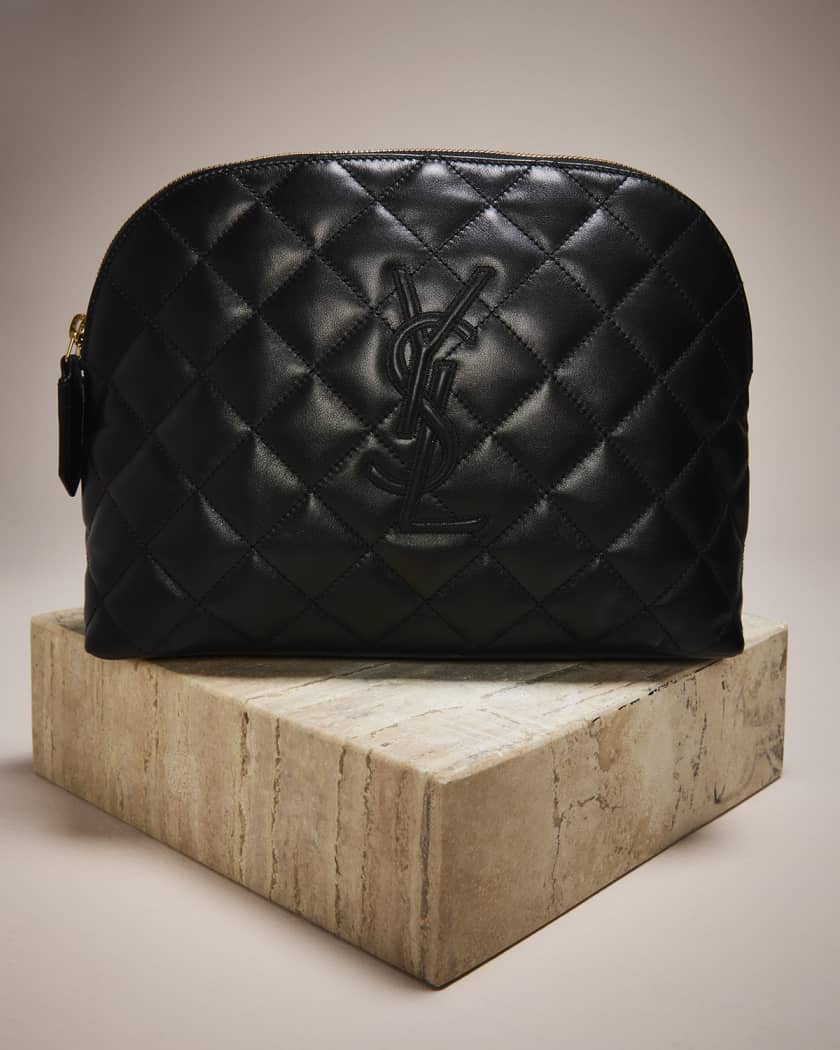 Saint Laurent Cassandra Quilted Leather Wristlet Pouch