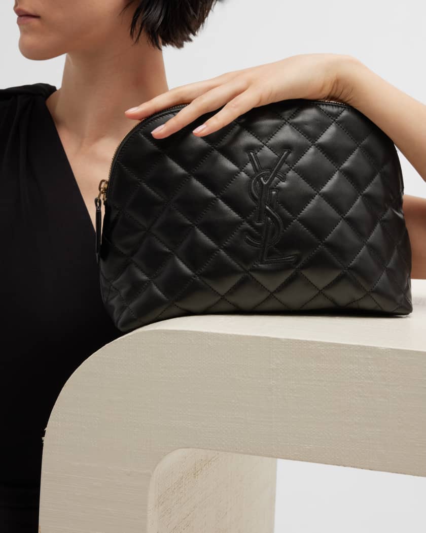 Yves Saint Laurent Pouch Cosmetic Bag Set Makeup Bag Black Large
