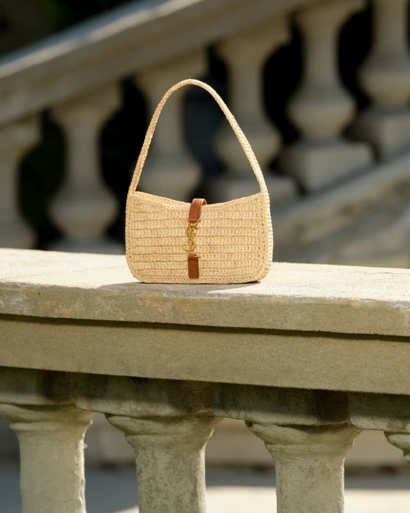 Le 5 A 7 Mini YSL Shoulder Bag in Raffia