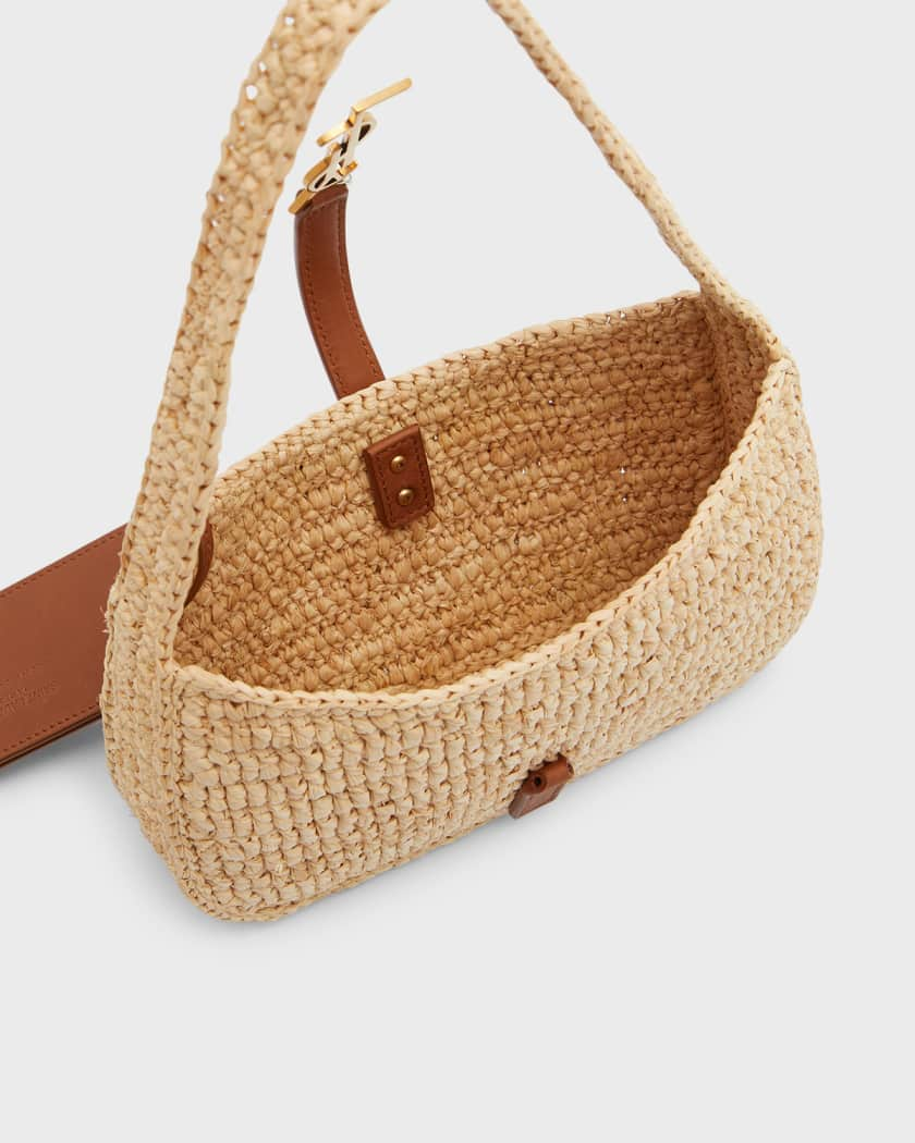 Saint Laurent Ysl Small Basket Raffia Tote Bag