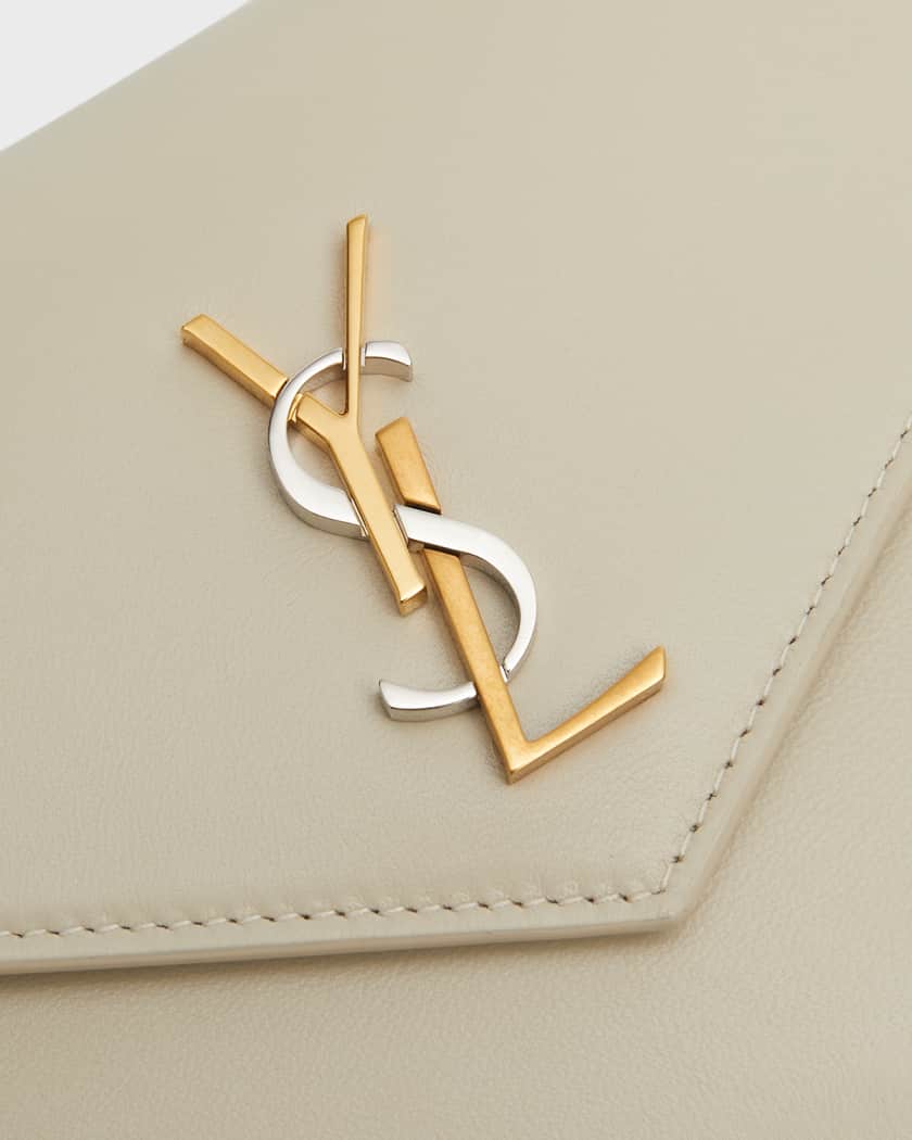 Saint Laurent Monogram Quilted Leather Pouch Crema Soft