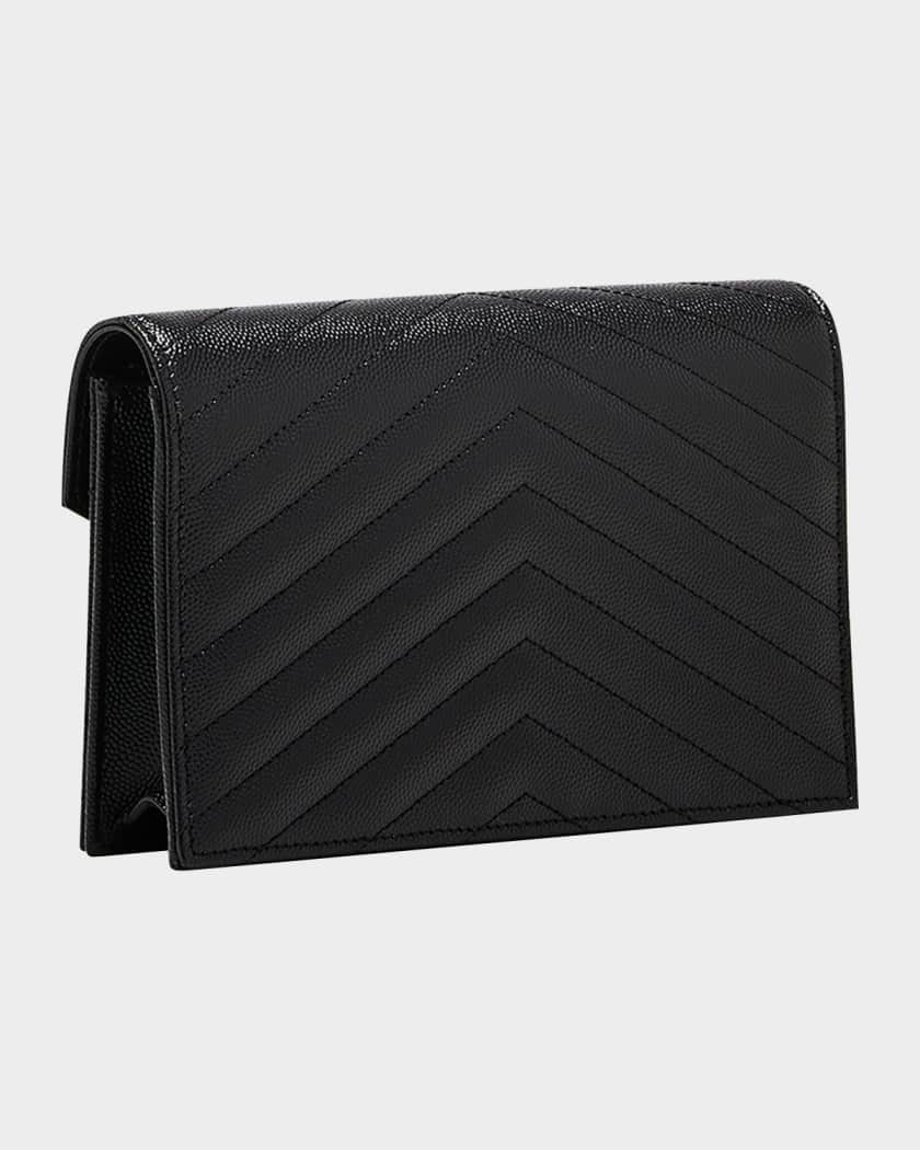 YSL Monogram Small Wallet on Chain in Grained Leather