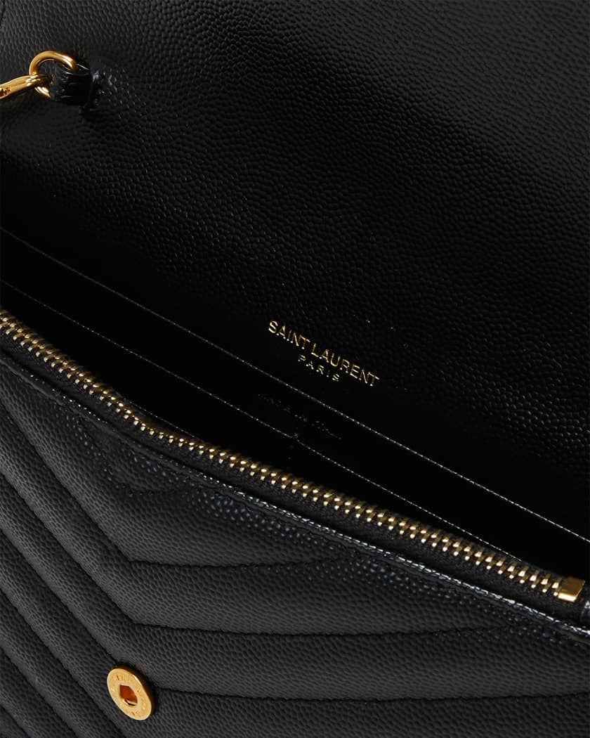 YSL Monogram Small Wallet on Chain in Grained Leather