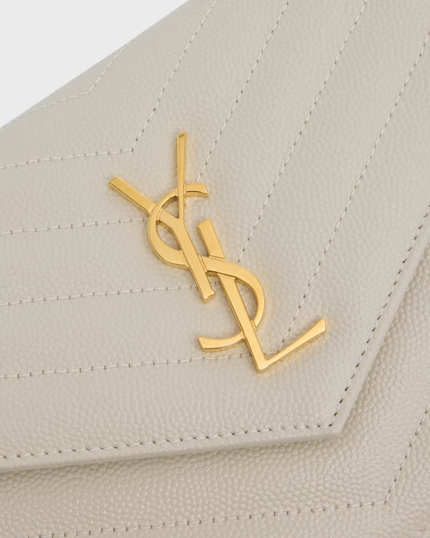 Saint Laurent Small Ysl Envelope Flap Wallet On Chain in Natural