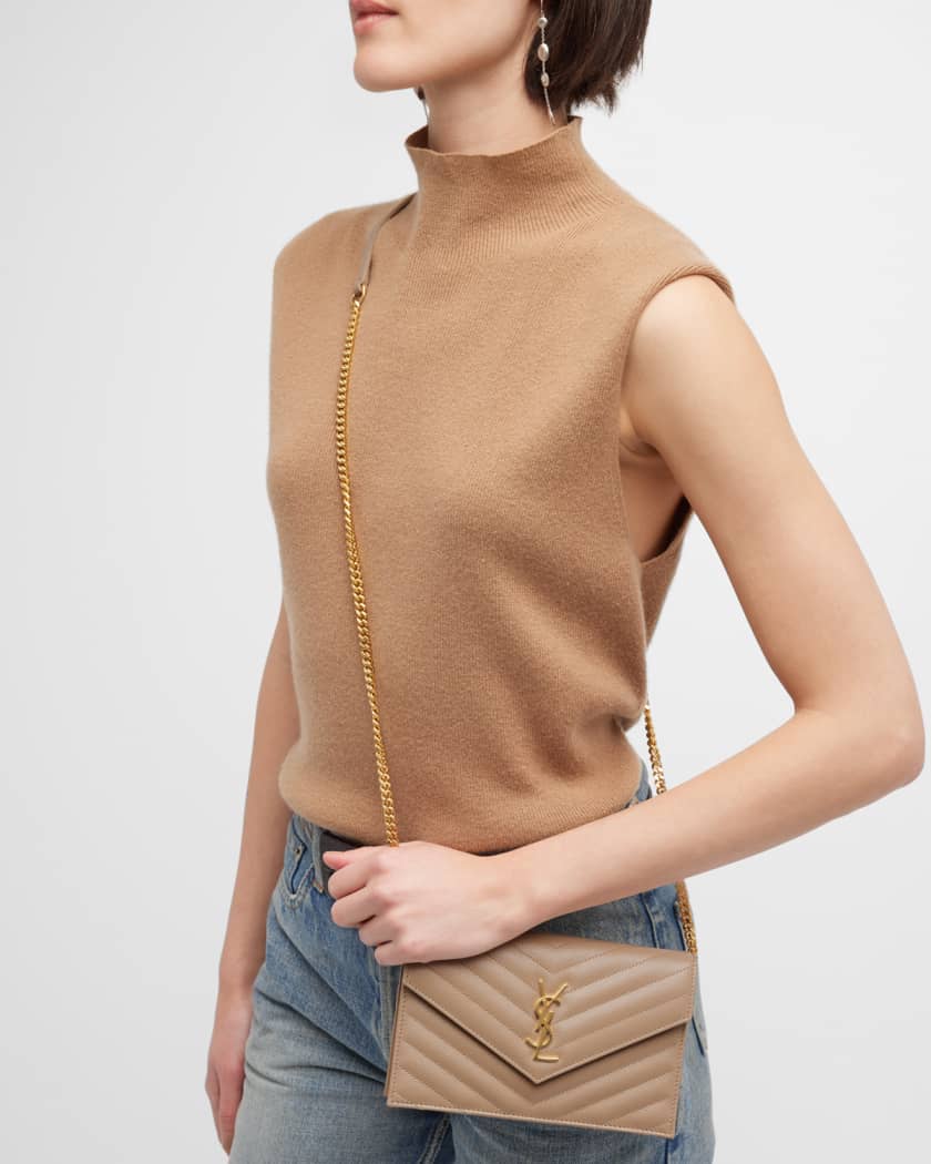 Saint Laurent Small YSL Envelope Flap Wallet on Chain | Neiman Marcus