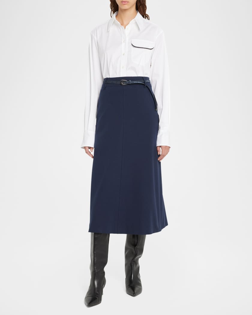 Brunello Cucinelli Monili-Trim Crop Cotton Poplin Collared Shirt