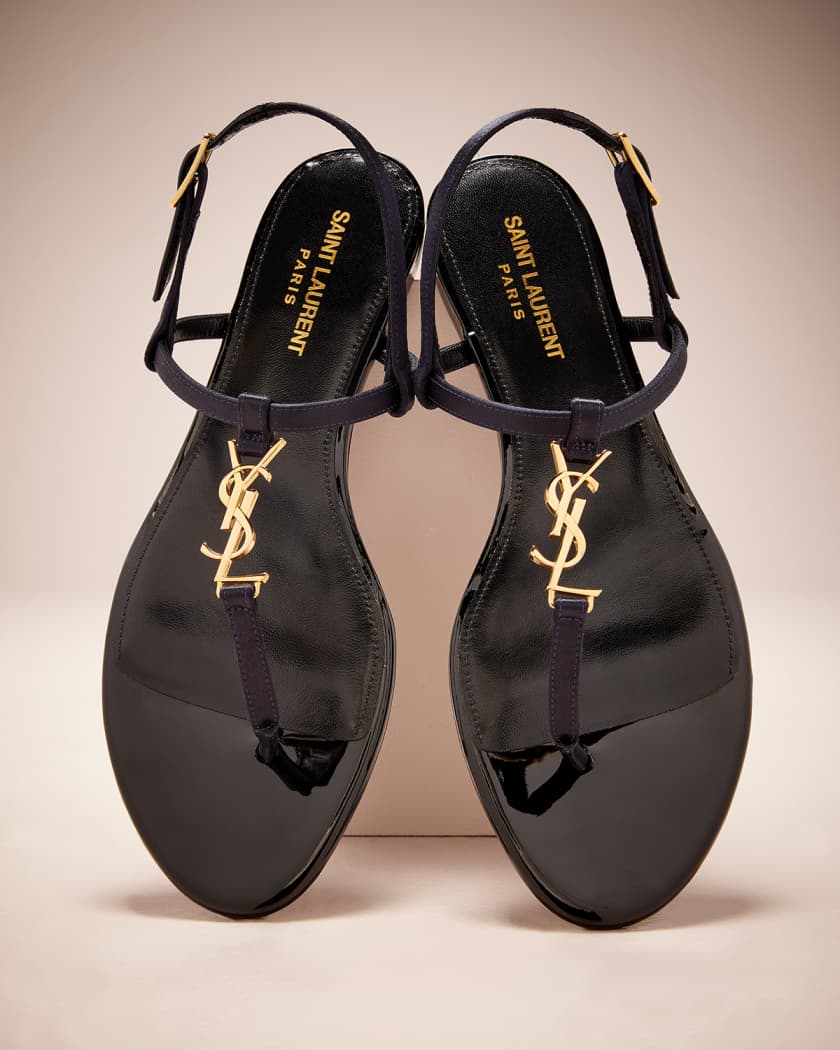 Saint Laurent YSL Medallion Flat Sandals | Neiman Marcus