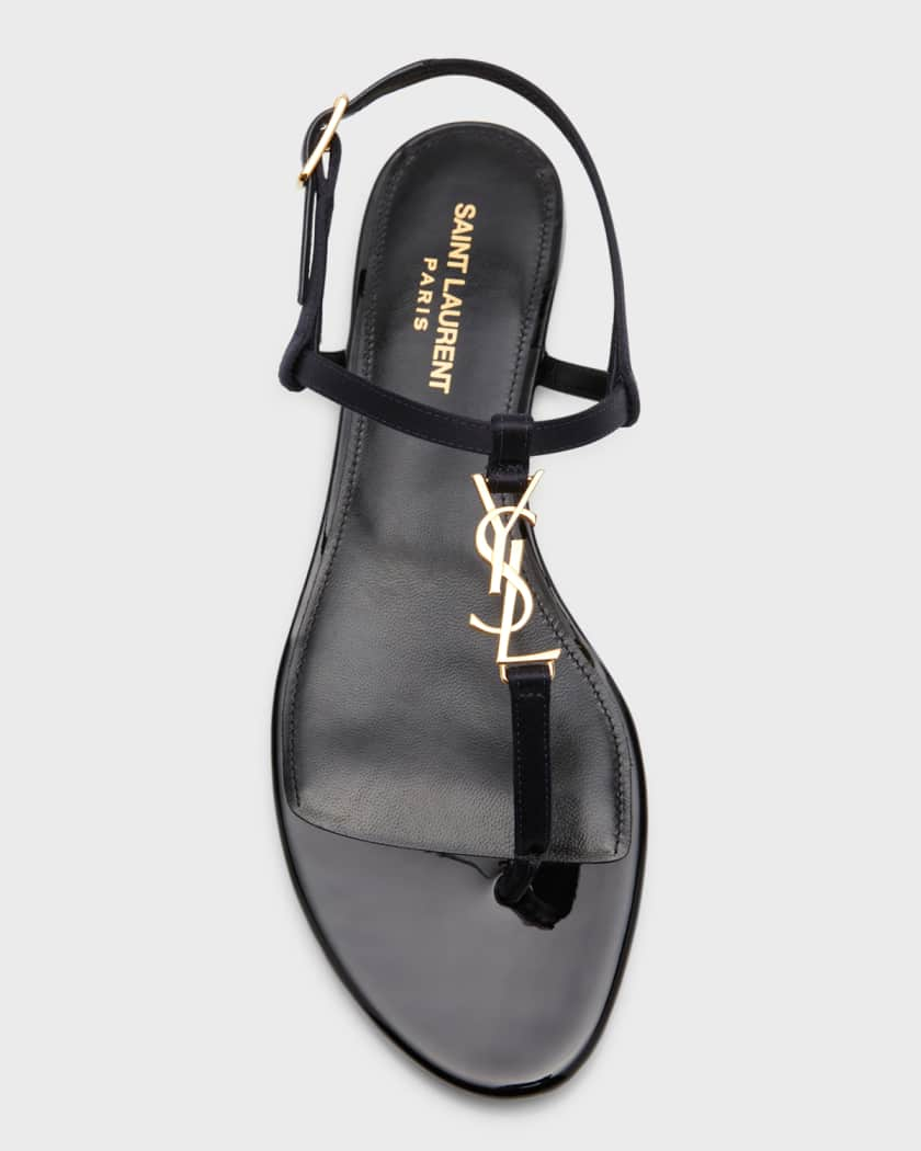 Saint Laurent Cassandra YSL Leather Wedge Espadrilles - Bergdorf Goodman