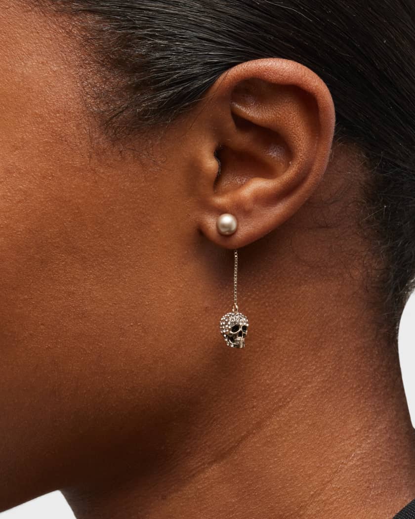 Alexander McQueen Pave Skull Chain Earrings Neiman Marcus