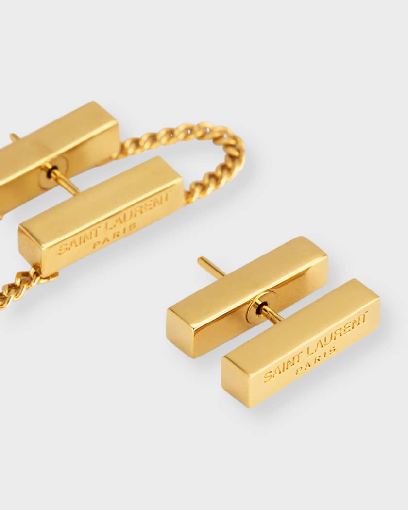 Saint Laurent Triple-Link Drop Earrings - Gold