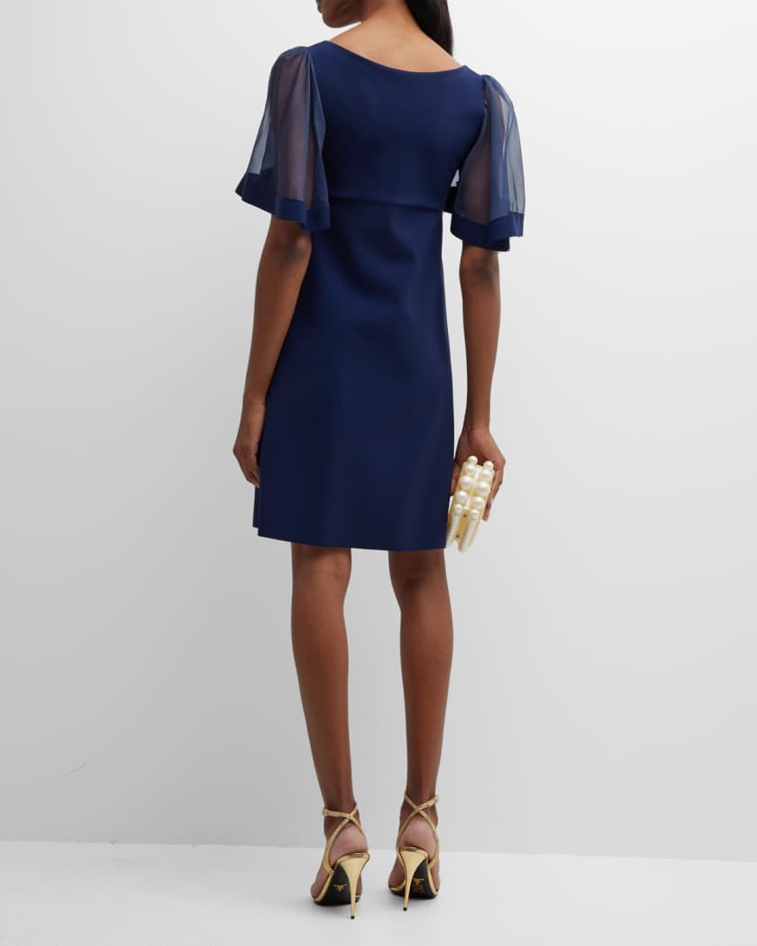 Chiara Boni La Petite Robe Flutter Sleeve V Neck Empire Dress