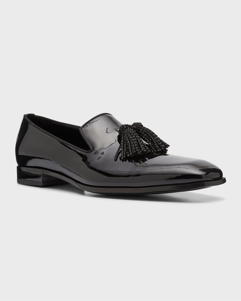 Men's Foxley Patent Leather Crystal Tassel Loafers