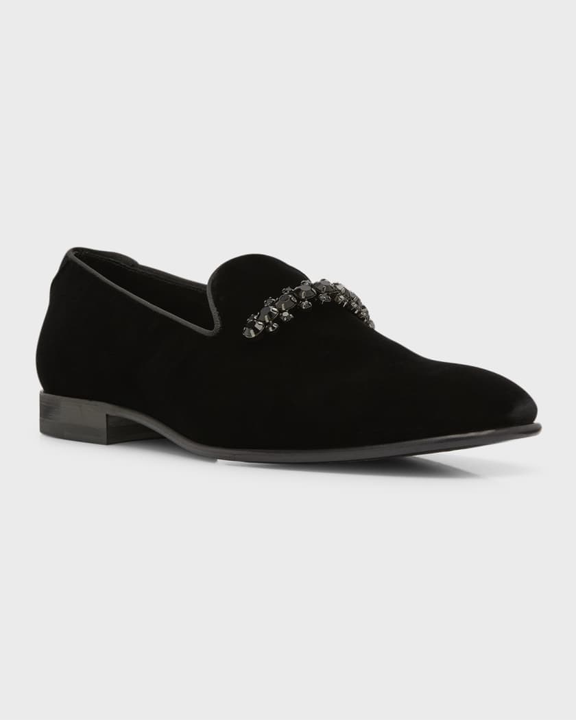Men s Thame Crystal Embellished Velvet Loafers