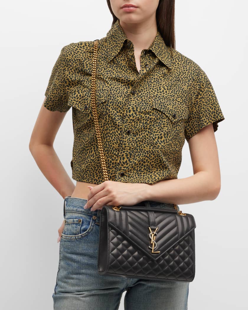 Medium Ysl Envelope Quilted Chain Shoulder Bag