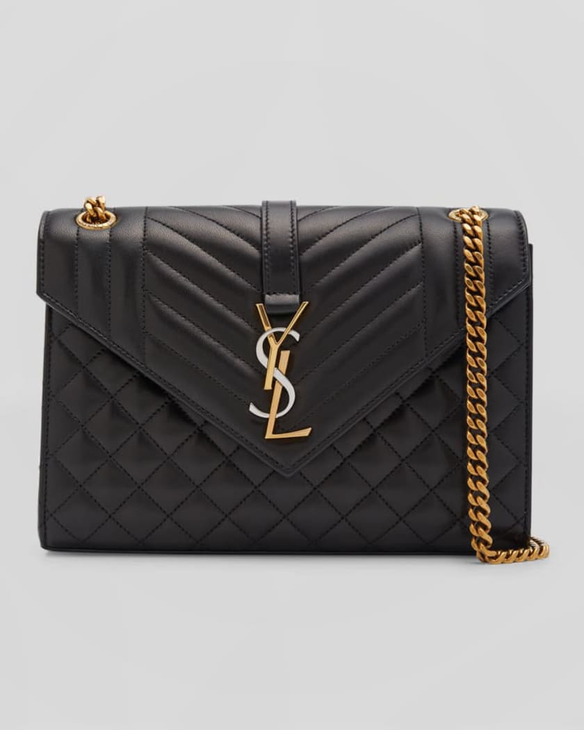 Medium YSL Envelope Quilted Chain Shoulder Bag