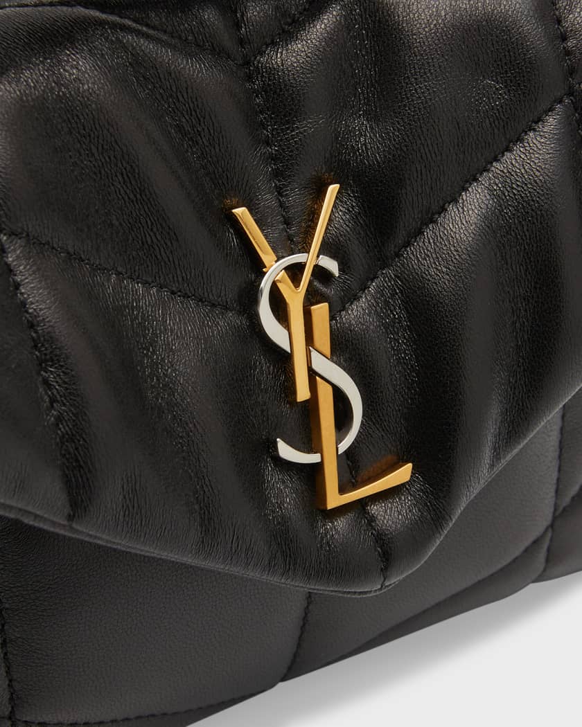 Saint Laurent Loulou Toy Ysl Puffer Quilted Lambskin Crossbody Bag Jaune Pale