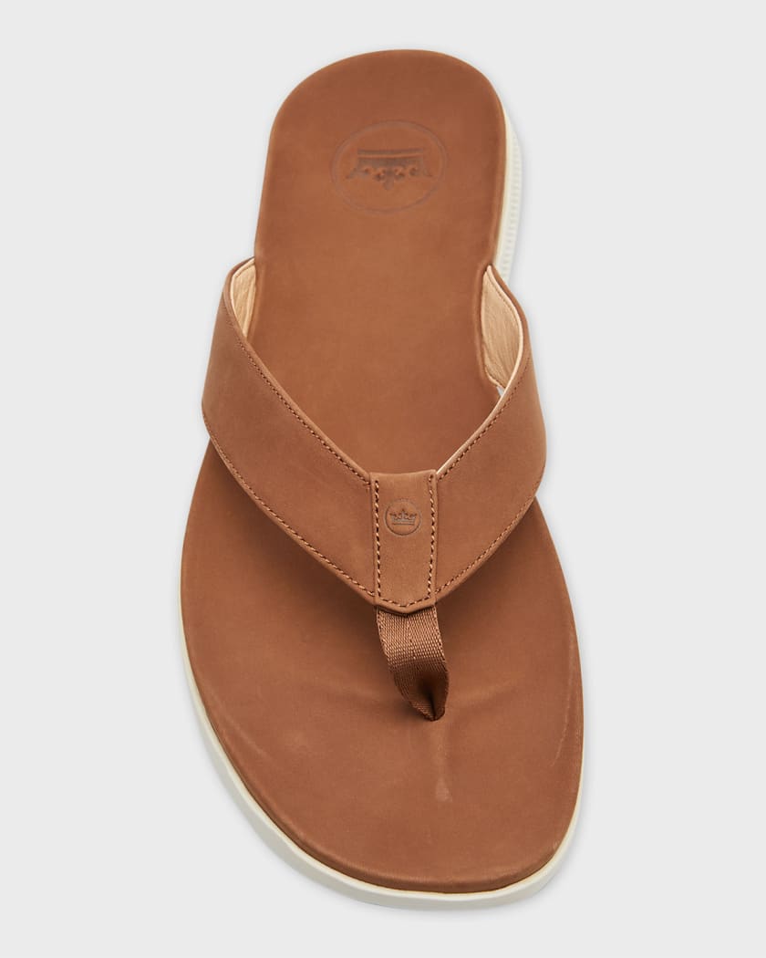 Men's Leather Flip Flops in Brown