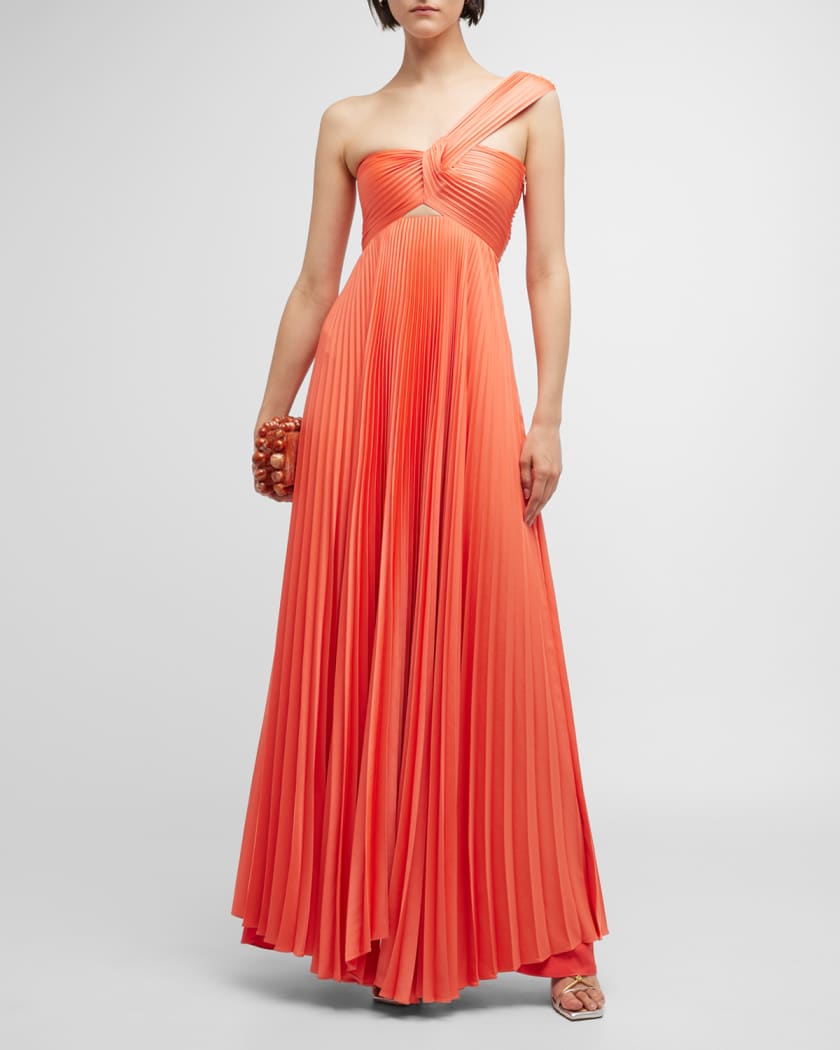 Nessa Pleated One-Shoulder Maxi Dress