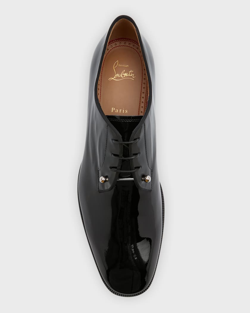 Mens patent leather louboutin hot sale