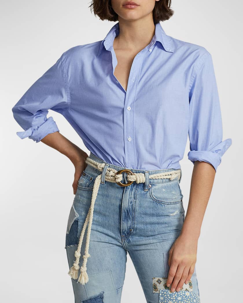 Polo Ralph Lauren Relaxed-Fit Cotton Poplin Shirt | Neiman Marcus