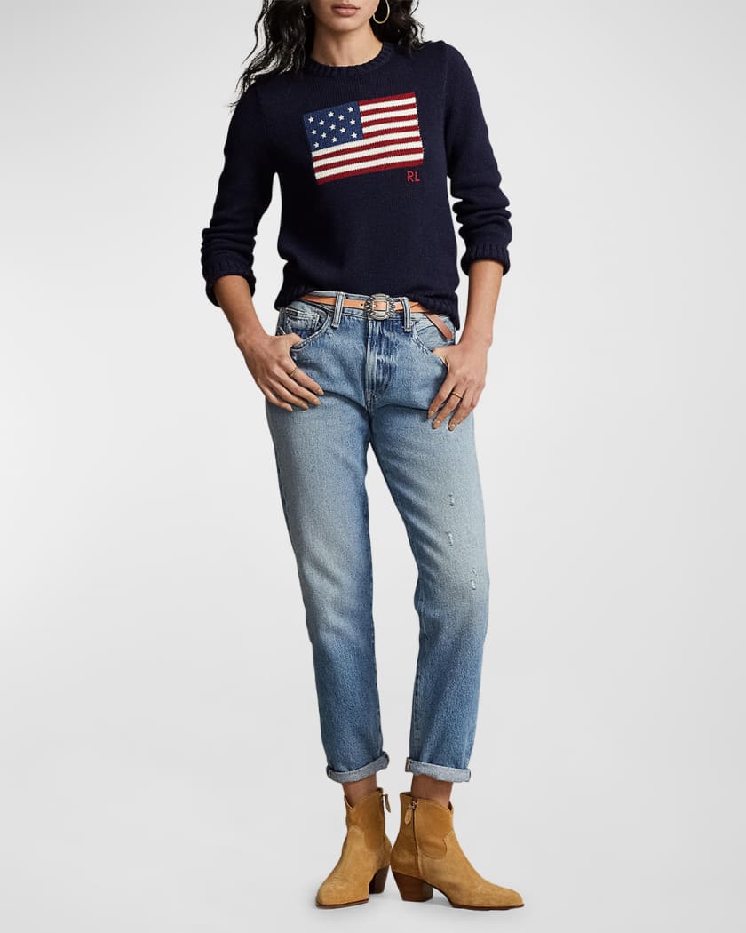 Polo Ralph Lauren Flag Cotton Crewneck Sweater | Neiman Marcus