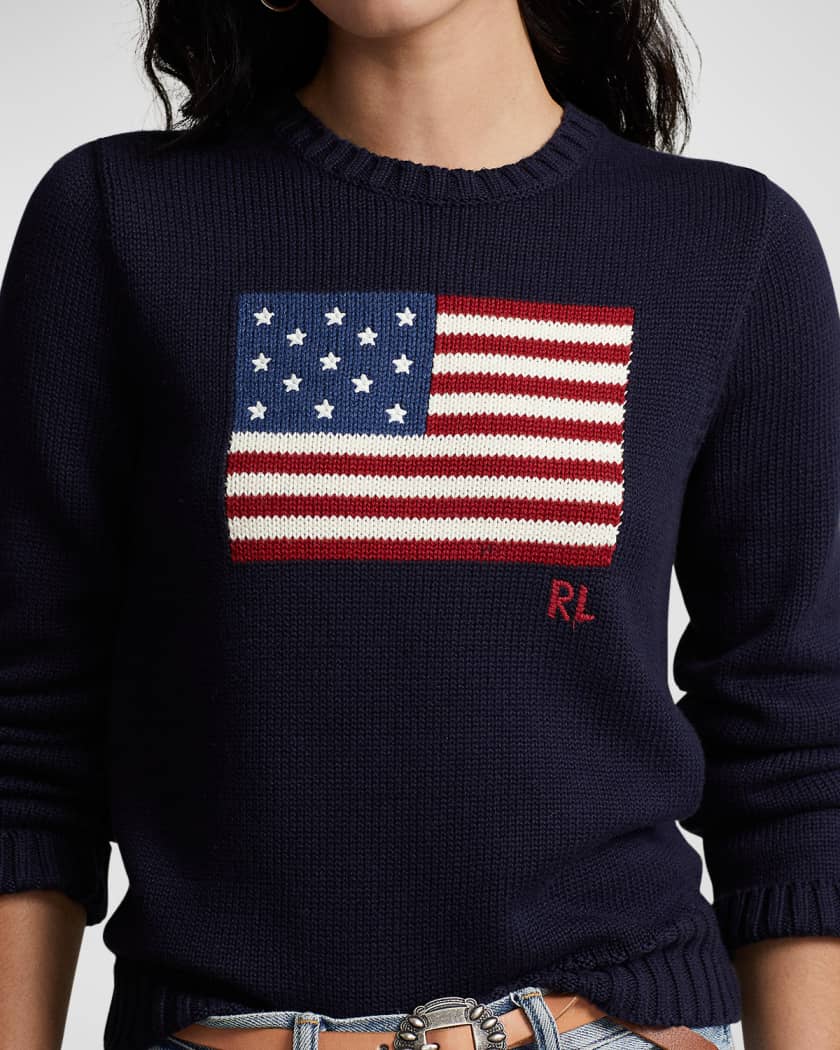 Polo Ralph Lauren Flag Cotton Crewneck Sweater | Neiman Marcus