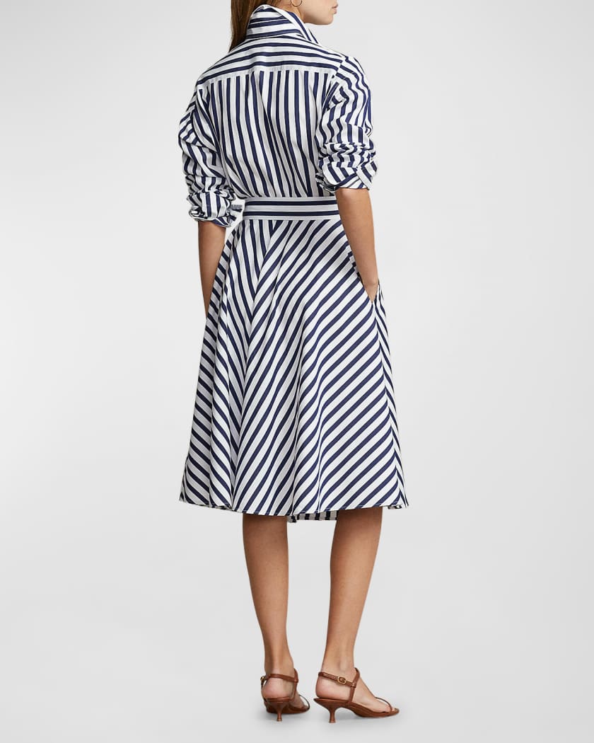 Belted Striped Cotton Shirtdress