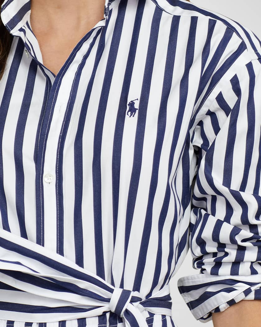 Belted Striped Cotton Shirtdress