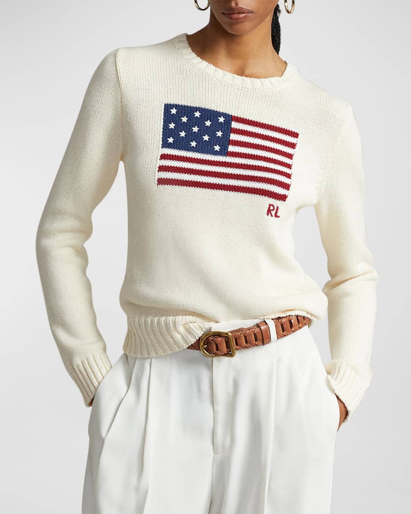 heerlijkheid logboek Rusteloos Polo Ralph Lauren Flag Cotton Crewneck Sweater | Neiman Marcus
