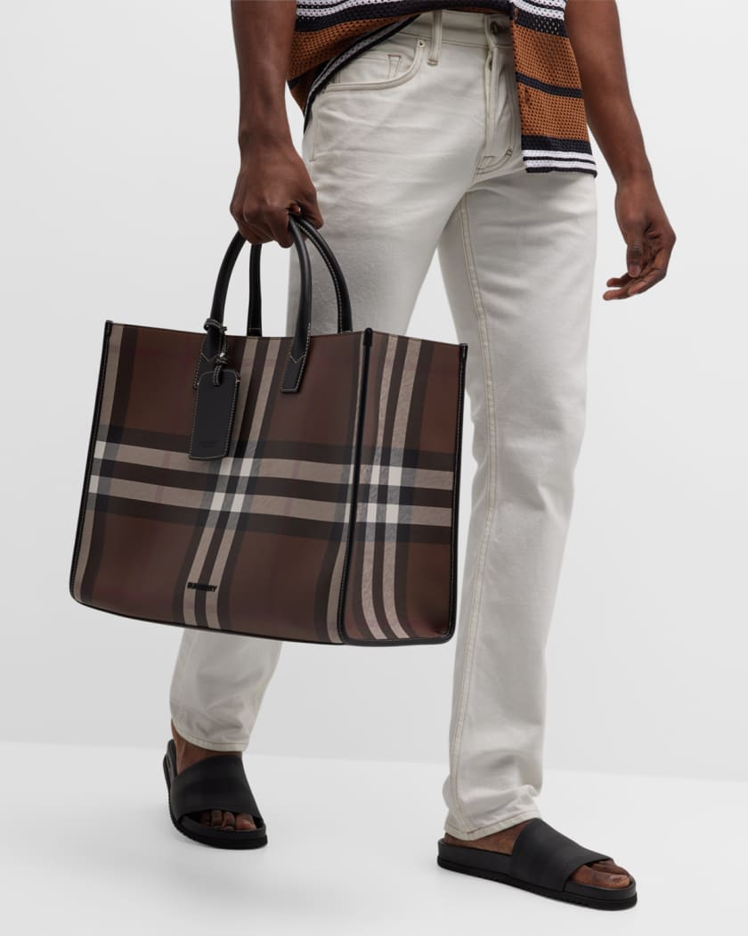 Men's Denny Check Tote Bag | Neiman Marcus