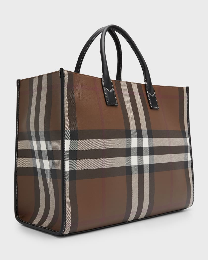 Burberry Denny Check E-Canvas Tote Bag New