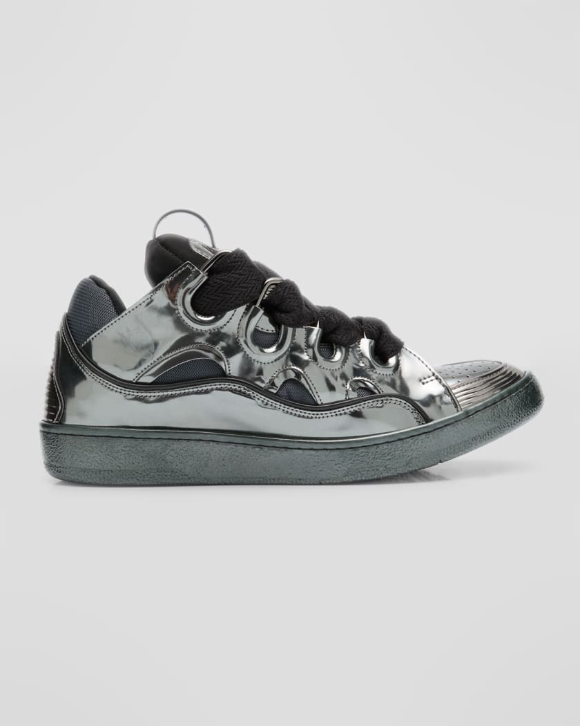 Shop Lanvin Curb Metallic Patent Sneakers