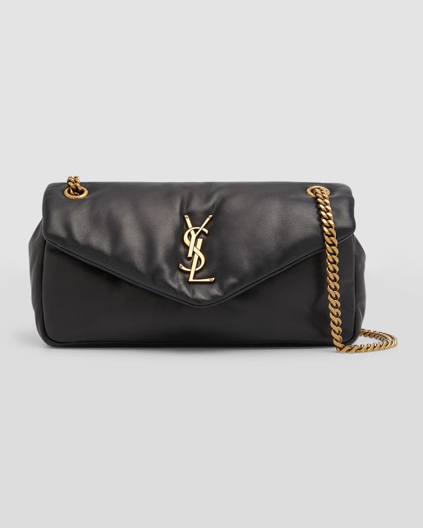Authentic Yves Saint Laurent YSL Logo Shoulder bag color Black Leather  Women