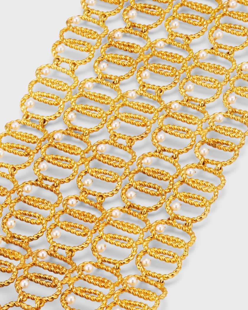 Neiman Marcus 80s Italian Metallic Gold and Pearl Leather 