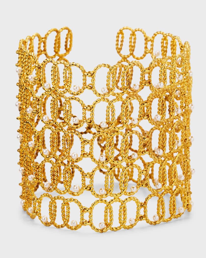 Neiman Marcus 80s Italian Metallic Gold and Pearl Leather 