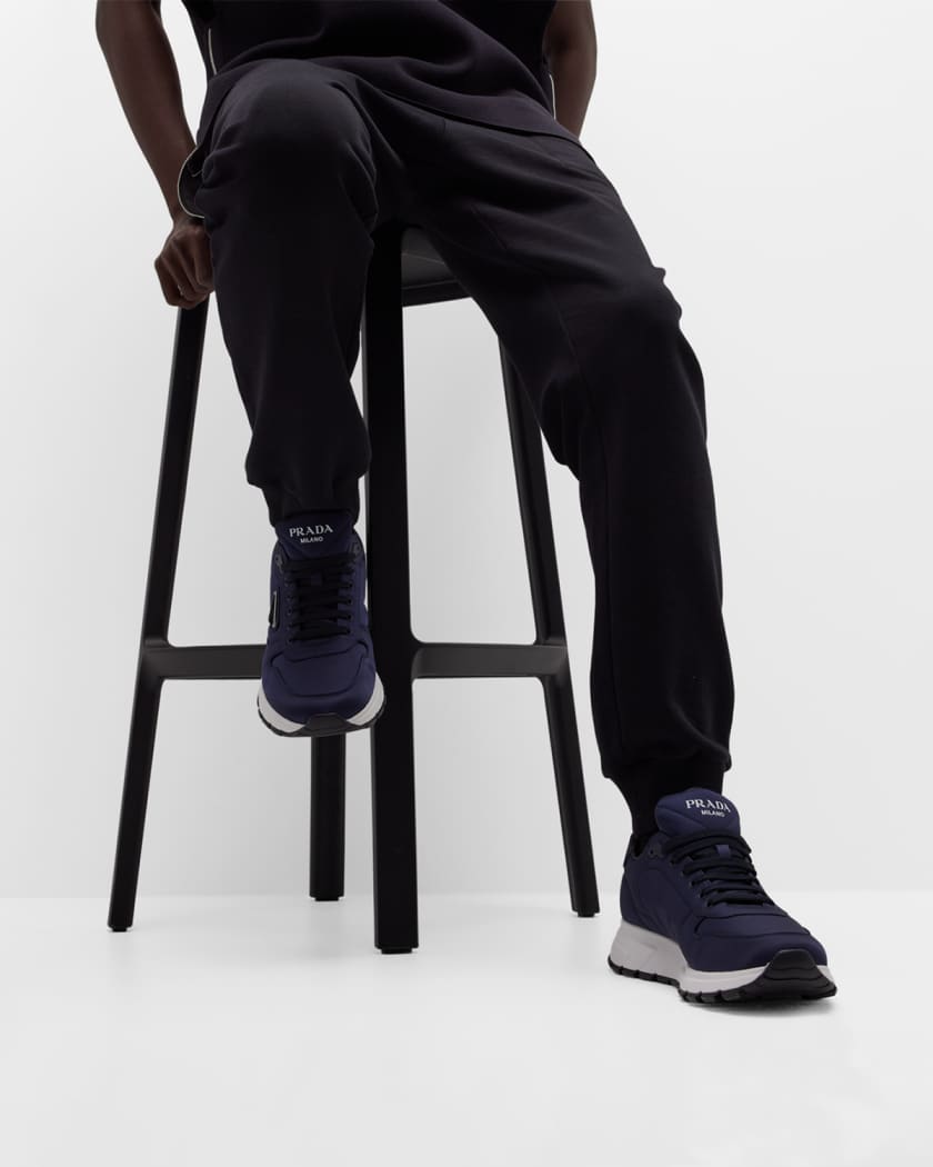 Men's Prax Triangle Logo Nylon Low-Top Sneakers