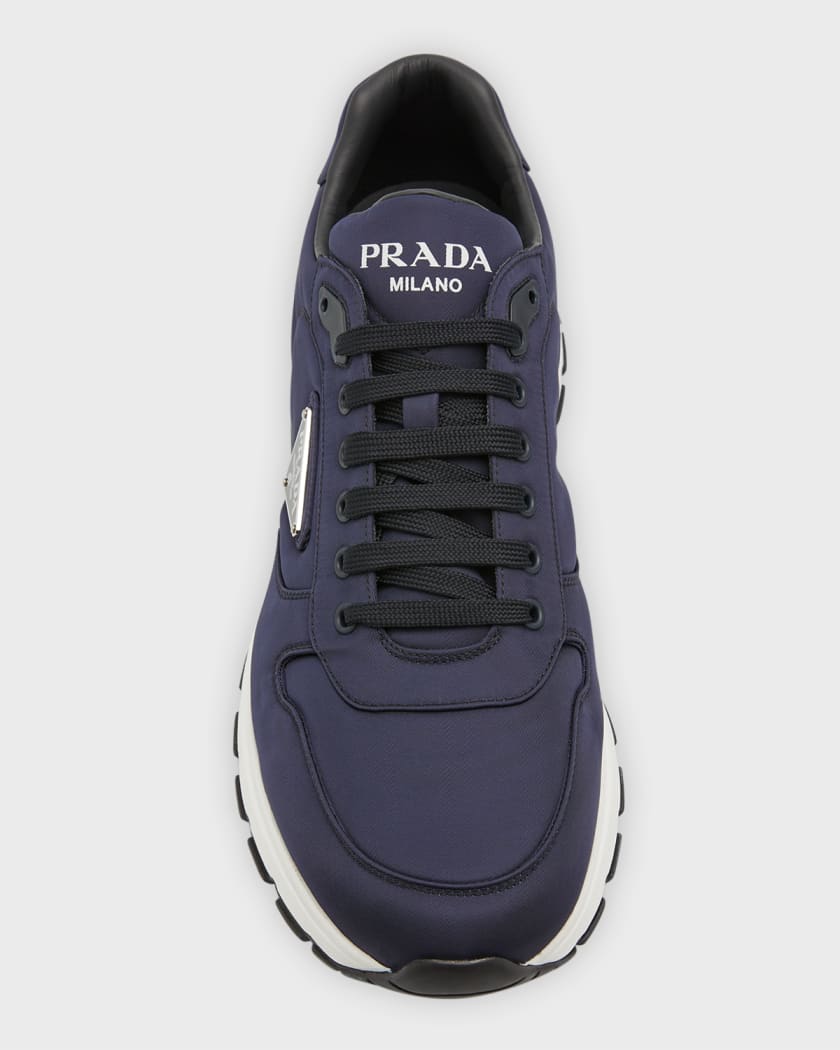 Men s Prax Triangle Logo Nylon Low Top Sneakers