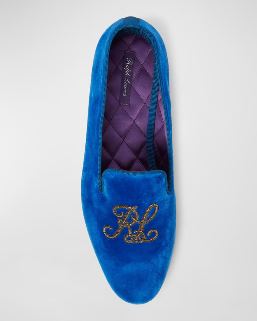 Men's Blue Velvet Slippers