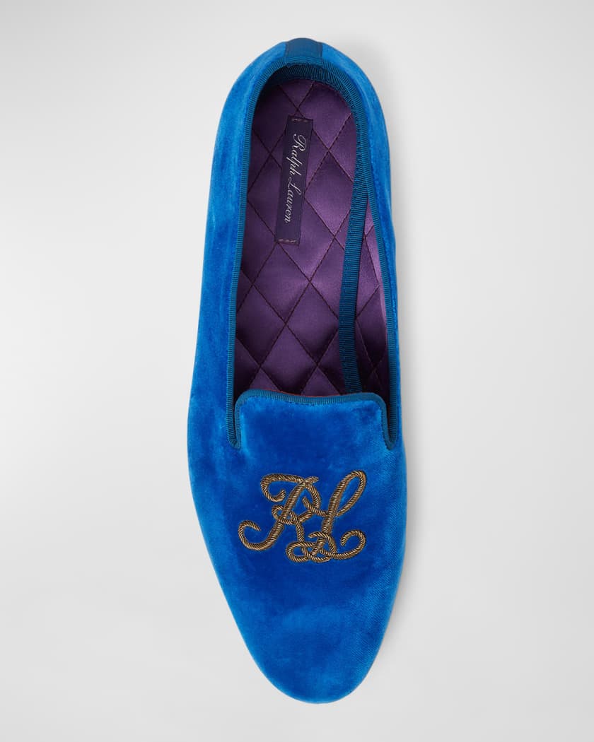 Ralph Lauren Collection Alonzo Velvet Embroidered Smoking Loafers