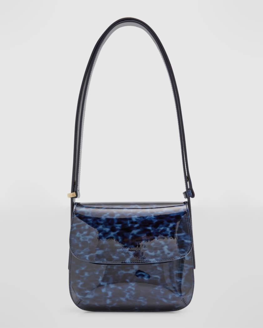 Giorgio Armani La Prima Small Tortoise Print Patent Shoulder Bag