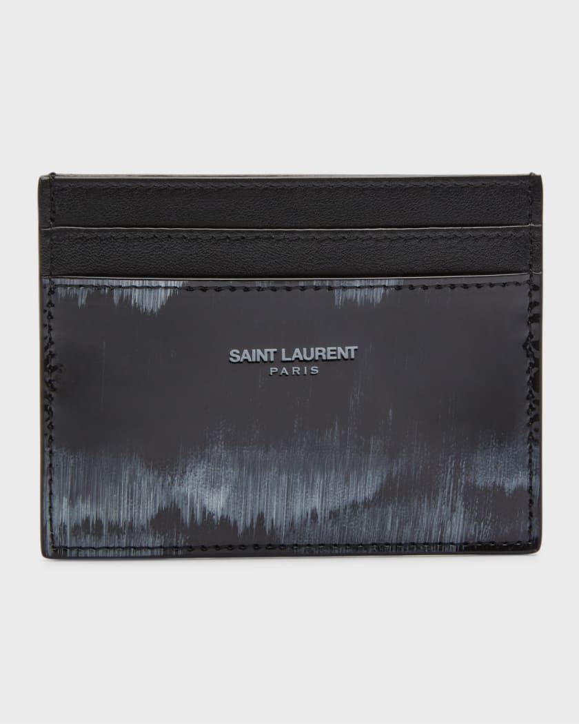 Saint Laurent Paris logo-print cardholder, Green