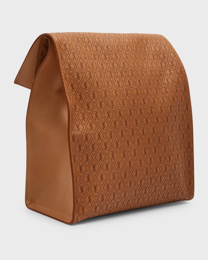 Saint Laurent Men's Le Monogramme Deli Paper Bag Leather Handbag, Khaki, Men's, Crossbody Bags Messenger Bags & Camera Bags