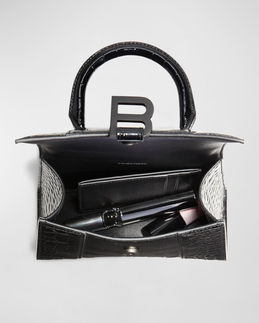 Balenciaga Hourglass XS Crocodile Embossed Top Handle Bag Neiman