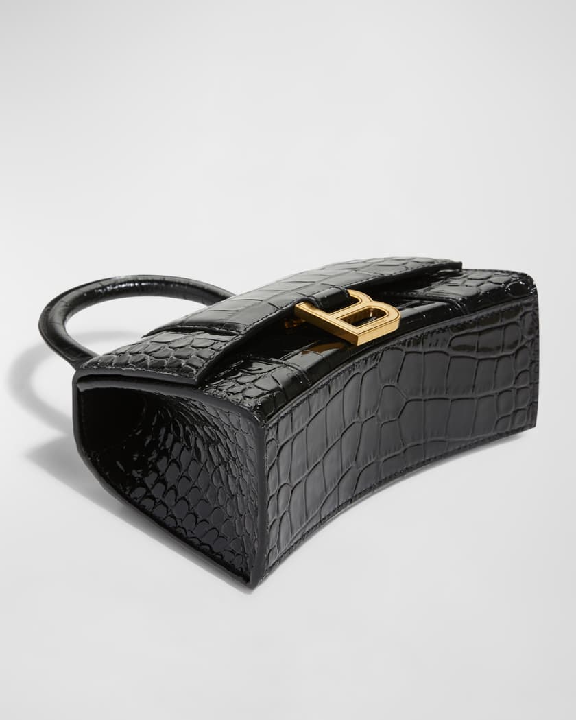 bar købmand Lav en seng Balenciaga Hourglass XS Crocodile-Embossed Top-Handle Bag | Neiman Marcus