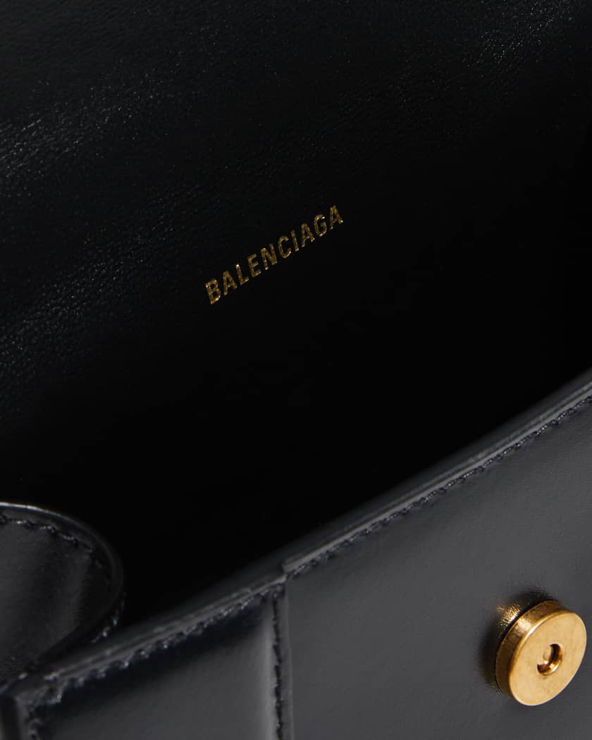 BALENCIAGA X ADIDAS Shiny Box Calfskin Hourglass Top Handle Bag XS